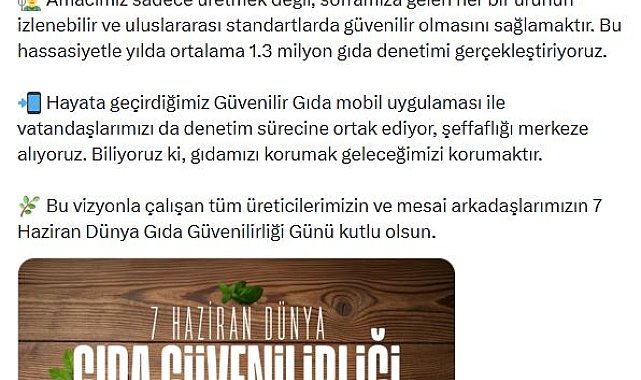 Bakan Yumaklı: Yılda ortalama 1,3 milyon gıda denetimi gerçekleştiriyoruz