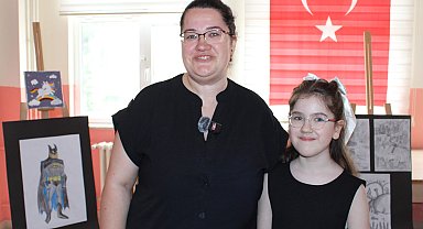 Disleksi tanısı konulan 4'üncü sınıf öğrencisi Nuse Nur, okulda resim sergisi açtı