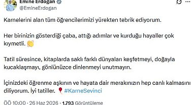Emine Erdoğan'dan 'karne günü' mesajı