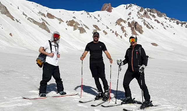 Erciyes'te haziran ayında kayak keyfi