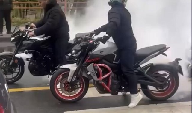 Kağıthane'de düğün konvoyunda motosikletle trafiği kapatıp patinaj çekti; 136 bin lira ceza kesildi