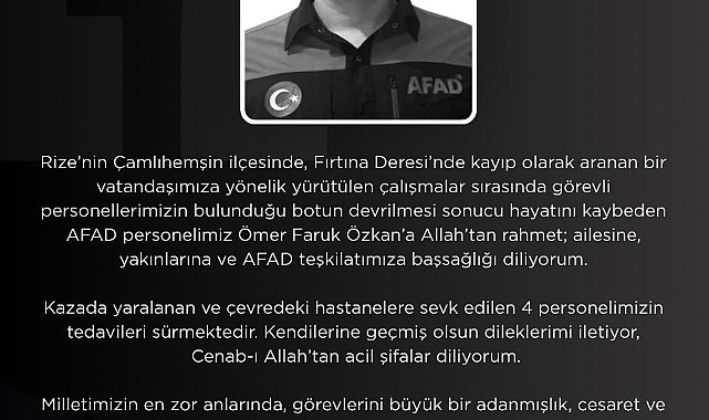Kayıp gencin cansız bedenini dereden çıkaran AFAD ekibinin botu akıntıya kapıldı; 1 personel öldü, 3 personel kurtarıldı