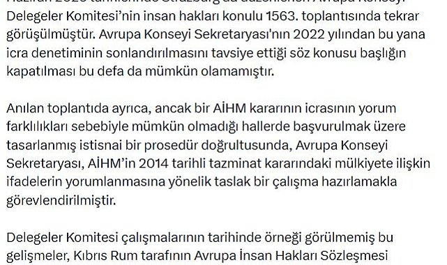 Keçeli: Türkiye, Avrupa İnsan Hakları Sözleşmesi sisteminin aşındırılmasından endişe duymaktadır