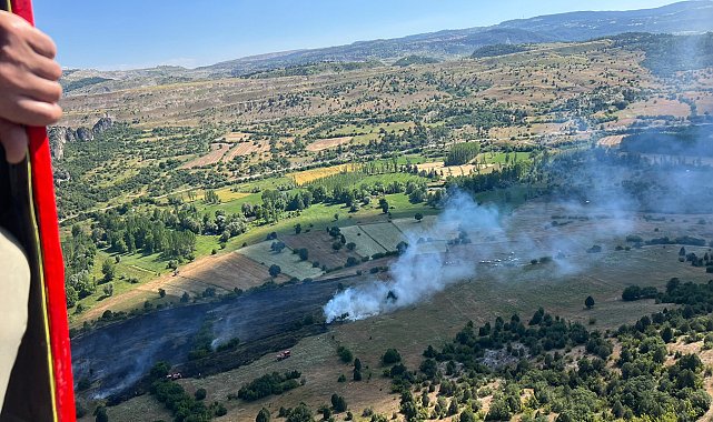 Kütahya'da ot yangını, ormana ulaşmadan söndürüldü