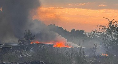 Ot yangınında alevler sanayi sitesi ve evlere ulaşmadan söndürüldü