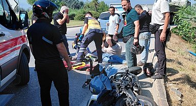 TIR ile çarpışan motosikletin sürücüsü ağır yaralandı