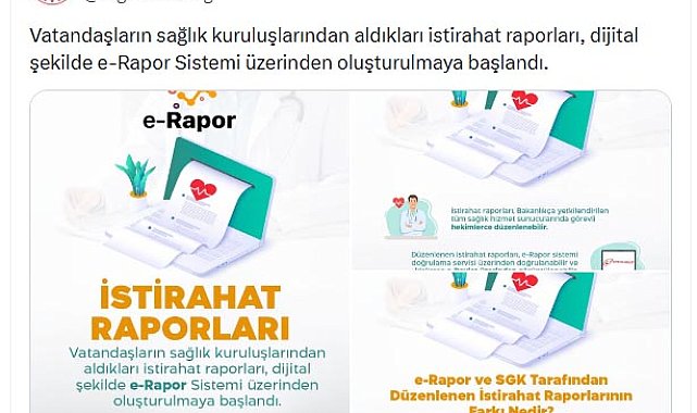 'e Rapor Sistemi' ile istirahat raporlarında yeni dönem