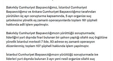 5 suç örgütüne yönelik operasyon; 161 şüpheli hakkında adli işlem