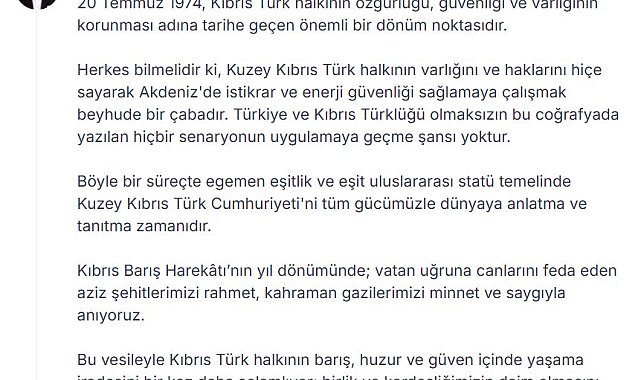 AK Parti'li Zorlu'dan Kıbrıs Barış Harekatı mesajı