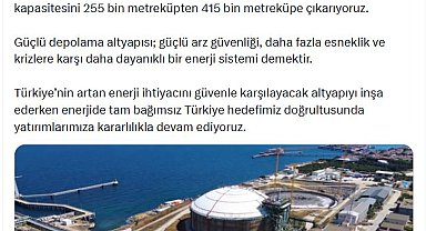 Bakan Bayraktar: Marmaraereğlisi'nde LNG depolama kapasitesini 415 bin metreküpe çıkarıyoruz