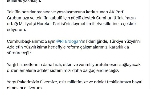 Bakan Gürlek'ten yasallaşan 12'nci Yargı Paketi ile ilgili açıklama