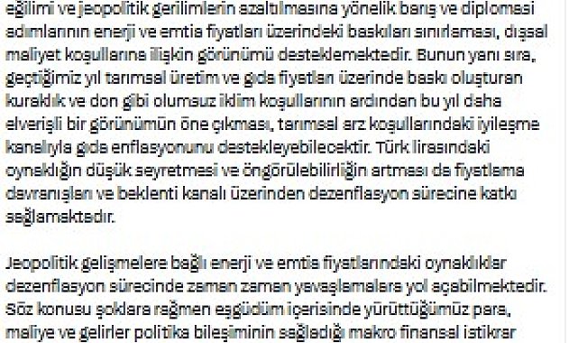 Cevdet Yılmaz: Enflasyonda aşağı yönlü ana eğilimin devam etmesi bekleniyor