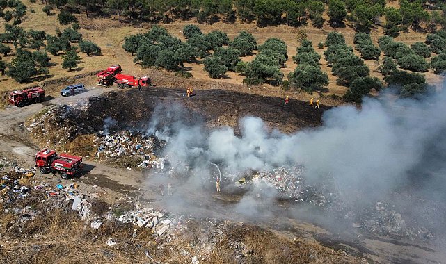 Çöplükte başlayıp, ormana sıçrayan yangın söndürüldü