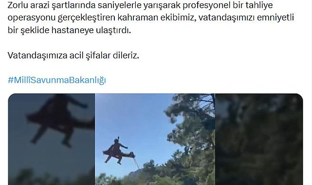 Dağlık arazide yaralanan vatandaş askeri helikopterle tahliye edildi