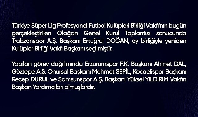 Ertuğrul Doğan, Kulüpler Birliği'nde yeniden başkan