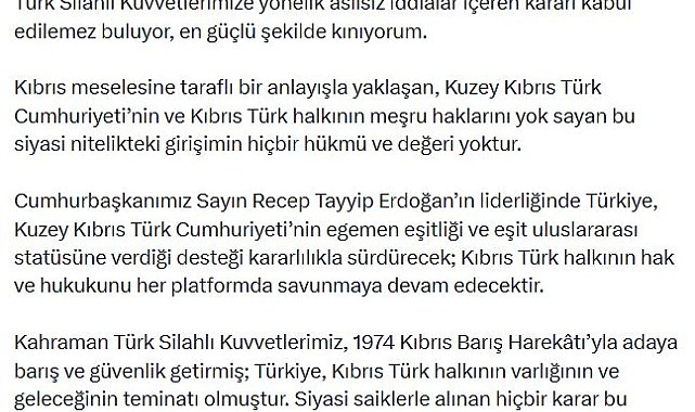 İletişim Başkanı Duran: Avrupa Parlamentosu'nun Kıbrıs kararı kabul edilemez