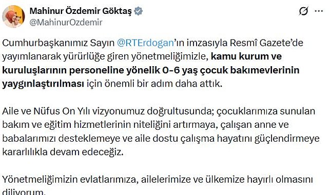 Kamu kurumlarında çocuk bakımevleri yaygınlaştırılacak