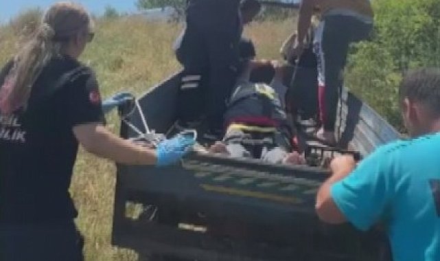 Yaylada düşerek yaralanan kişi patpatla ambulansa taşındı